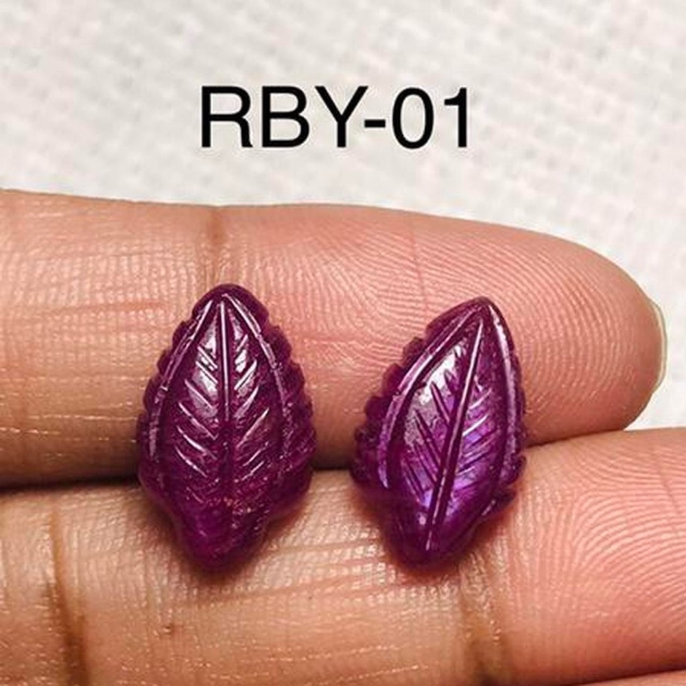 Ruby Natural Hand Carved Leaf Shape-RBY-01